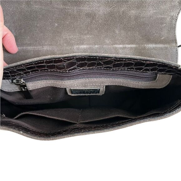 Claudia Firenze Made in Italy Suede Croc Embossed Leather Crossbody - Picture 12 of 13